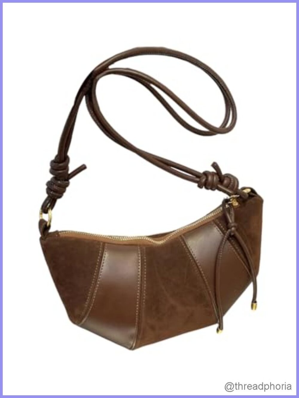 Women's PU Leather Suede Croissant Bag Crossbody Purse Sling